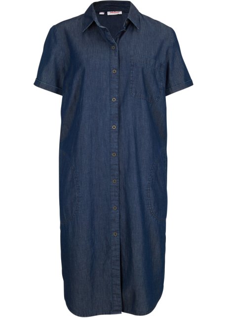 Jeanskleid aus Bio-Baumwolle in blau von vorne - John Baner JEANSWEAR