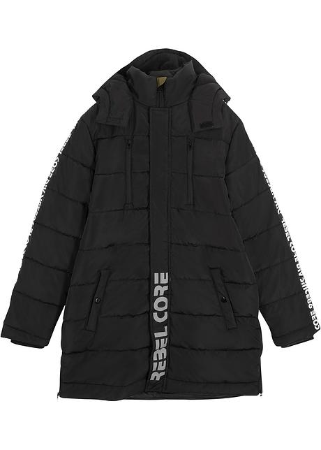 Jungen Winterparka mit Kapuze in schwarz von vorne - bpc bonprix collection
