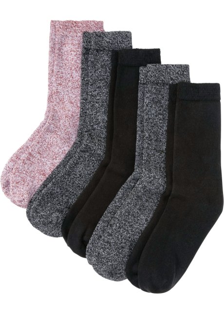 Thermo Frottee Socken (5er Pack) mit Bio-Baumwolle in schwarz - bpc bonprix collection