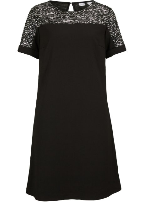 Kleid mit Pailletten-Einsatz in schwarz von vorne - bpc selection