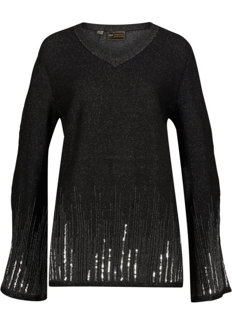 Pullover mit metallic Farbverlauf in schwarz von vorne - bpc selection