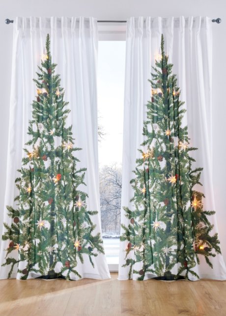 LED Vorhang mit Weihnachtsbaum Druck (1er Pack) in weiß - bpc living bonprix collection