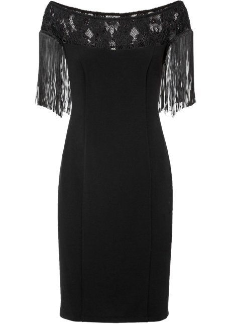 Carmen-Kleid in schwarz von vorne - BODYFLIRT boutique