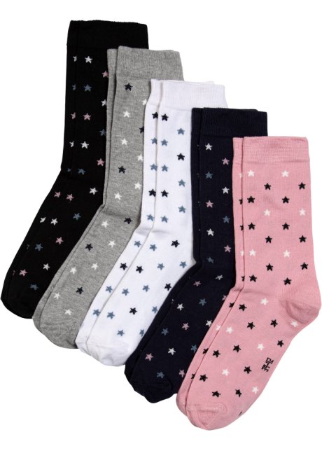 Socken mit Bio-Baumwolle (5er Pack) in grau von vorne - bpc bonprix collection