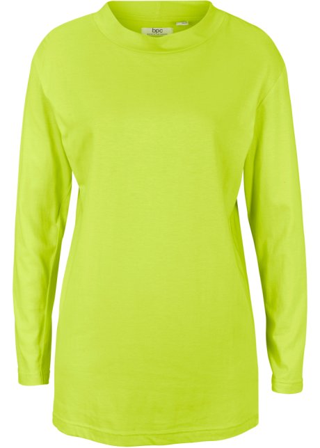 Bequemes Shirt mit weitem Stehkragen und Seitenschlitzen für mehr Bewegungsfreiheit, langarm  in grün von vorne - bpc bonprix collection