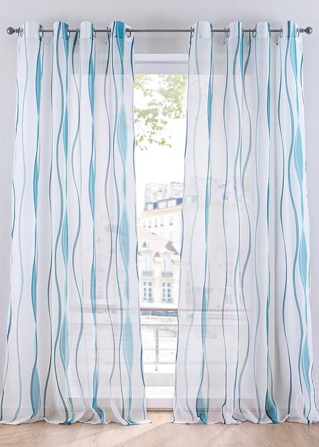 Gardine mit Wellenmuster (1er Pack) in weiß - bpc living bonprix collection