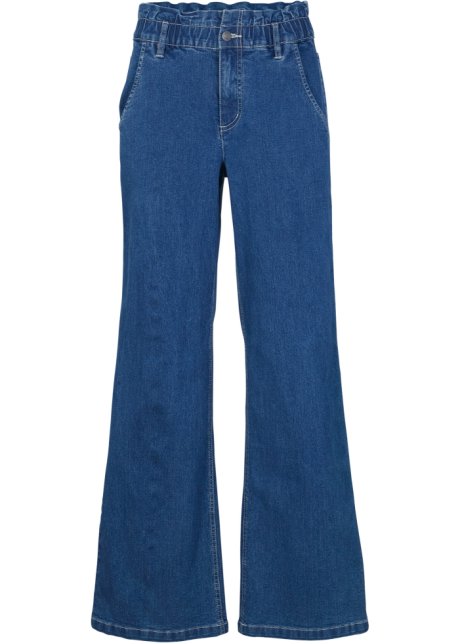 Wide Leg Jeans High Waist, Paperbag  in blau von vorne - John Baner JEANSWEAR