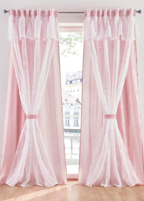 2 lagiger Vorhang mit Glanzeffekt inkl Raffhalter(1er Pack) in rosa - bpc living bonprix collection