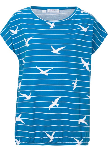 Lässiges Shirt, kurzarm in blau von vorne - bpc bonprix collection