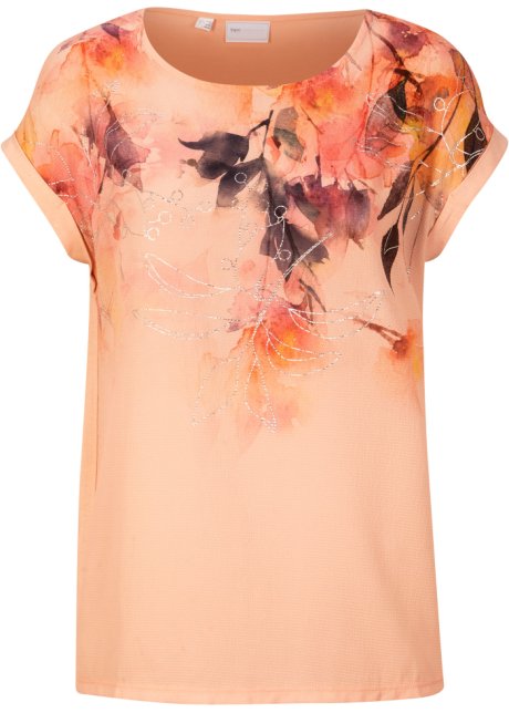 Blusenshirt mit Blumen-Print in orange von vorne - bpc selection