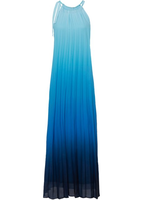 Plissée-Kleid mit Farbverlauf in blau von vorne - BODYFLIRT