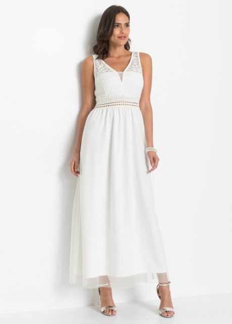 Brautkleid mit Spitze in weiß von vorne (Totalaufnahme) - BODYFLIRT boutique