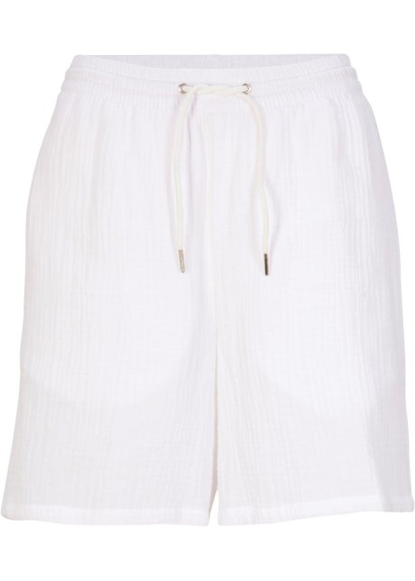 Musselin-Shorts in weiß von vorne - bpc bonprix collection