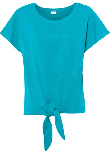 Shirt mit Knoten in blau von vorne - BODYFLIRT