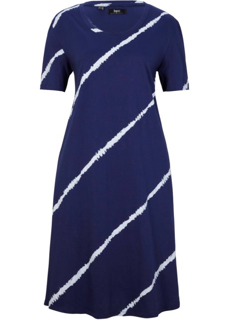 Baumwoll-Shirt-Kleid mit Taschen in A-Linie, knieumspielend in blau von vorne - bpc bonprix collection
