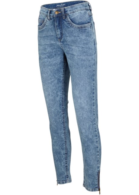  Skinny Komfort-Stretch-Jeans, Knöchelfrei in blau von vorne - John Baner JEANSWEAR