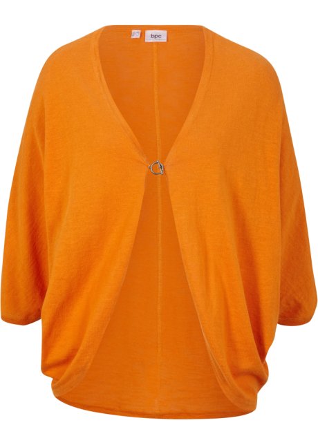 Baumwoll-Strickjacke, leichte Qualität in orange von vorne - bpc bonprix collection