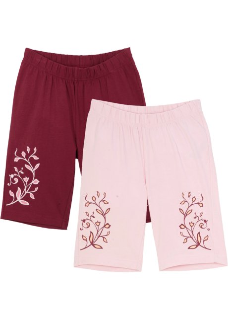 Mädchen Radler-Shorts mit Bio-Baumwolle (2er Pack) in rosa von vorne - bpc bonprix collection