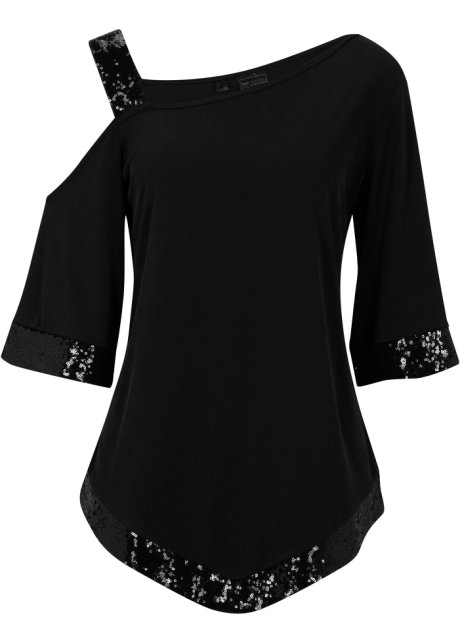 Shirt-Tunika mit Pailletten in schwarz von vorne - bpc selection