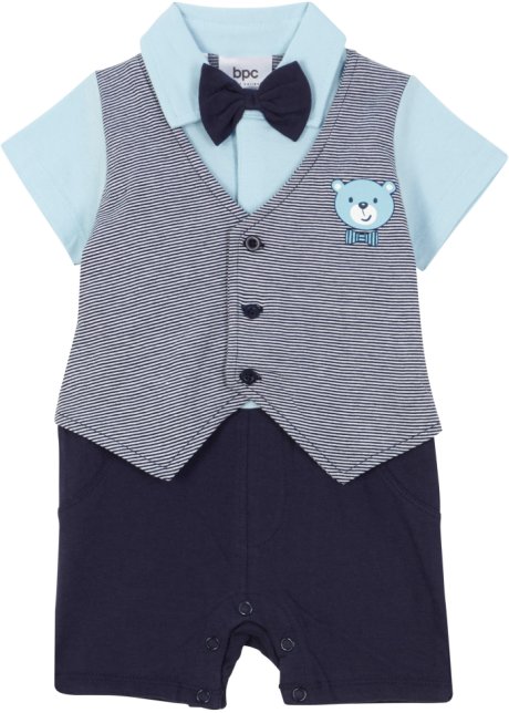 Baby Overall Bio-Baumwolle in blau von vorne - bpc bonprix collection