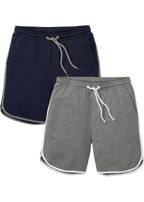 Sweat-Shorts (2er Pack) in grau von vorne - bpc bonprix collection