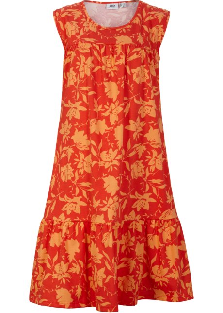Kleid mit Volant, knieumspielend in rot von vorne - bpc bonprix collection