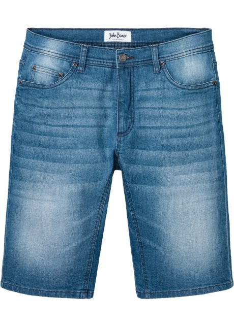Stretch-Jeans-Bermuda mit verstärktem Schritt, Regular Fit in blau von vorne - John Baner JEANSWEAR