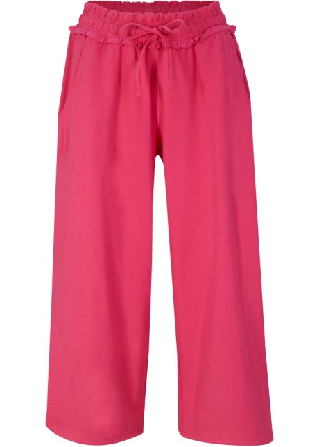 Weite Jersey-Culotte, 3/4-Länge mit Bequembund in pink von vorne - bpc bonprix collection