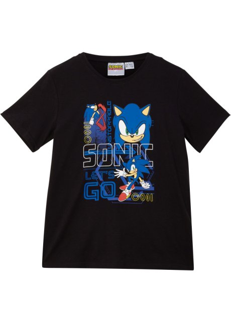 Sonic Kinder T-Shirt in schwarz von vorne - Sonic