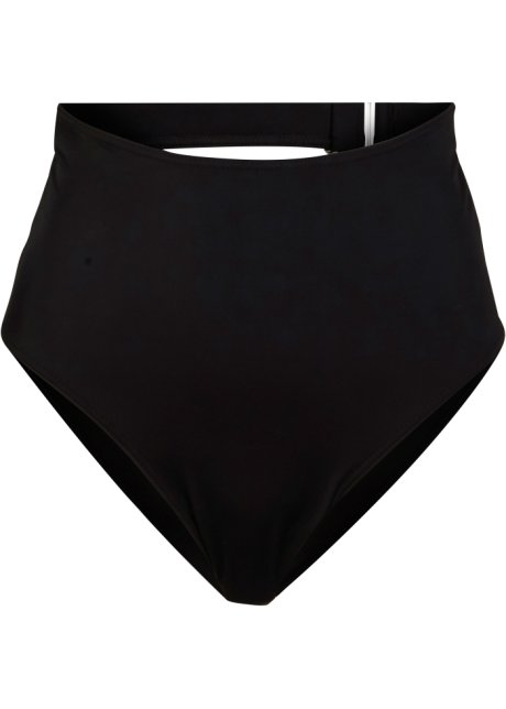 High waist Bikinihose weitenverstellbar aus recyceltem Polyamid in schwarz von vorne - RAINBOW