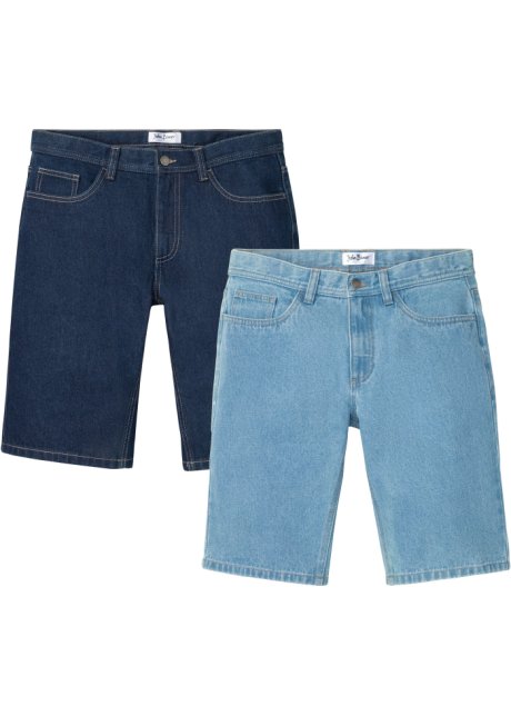 Jeans-Bermuda, Regular Fit (2er Pack) in blau von vorne - John Baner JEANSWEAR