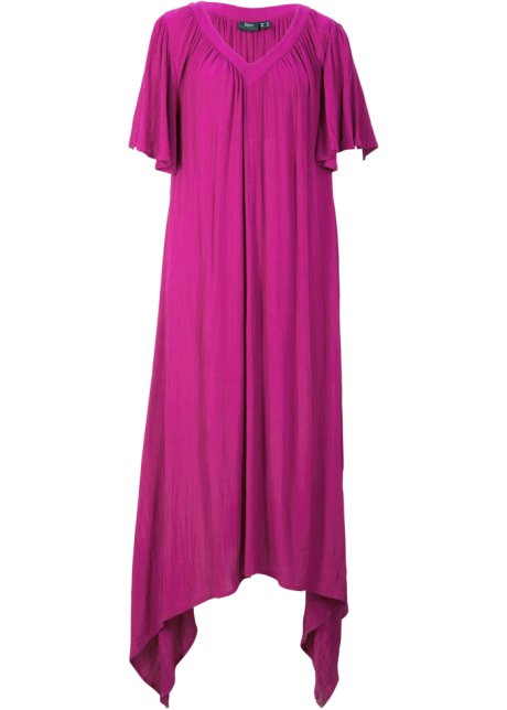 Langes Kaftan-Kleid aus Kreppware, weiter Schnitt in lila von vorne - bpc bonprix collection