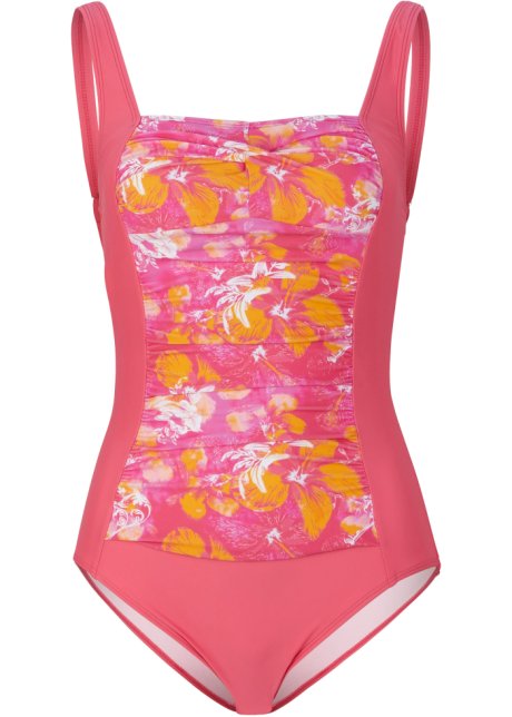 Badeanzug aus recyceltem Polyamid in pink von vorne - bpc selection