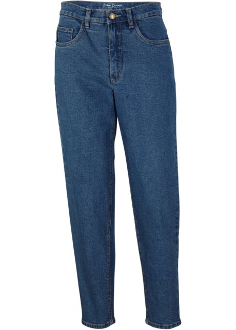Stretch Mom-Jeans, verkürzt in blau von vorne - John Baner JEANSWEAR