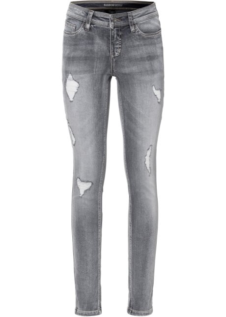 Skinny-Jeans mit Destroy-Effekten in blau von vorne - RAINBOW
