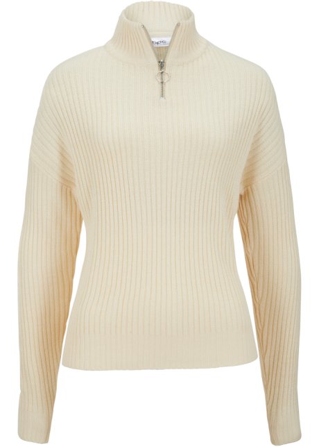 Troyer Pullover in beige von vorne - bpc bonprix collection