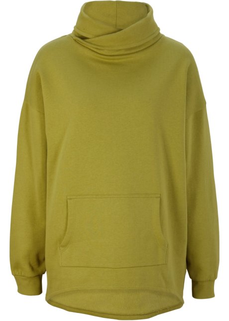 Sweatshirt mit raffiniertem Ausschnitt in grün von vorne - bpc bonprix collection
