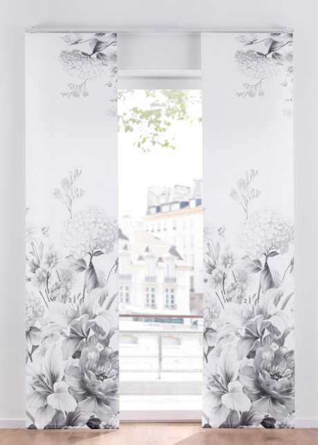 Blendschutz Schiebegardine mit Blumenmuster (1er Pack) in weiß - bpc living bonprix collection