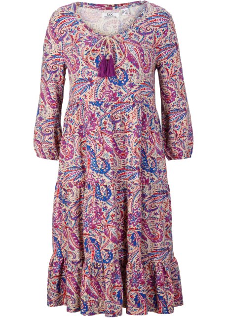 Knieumspielendes Tunika-Kleid, 3/4 Arm in lila von vorne - bpc bonprix collection