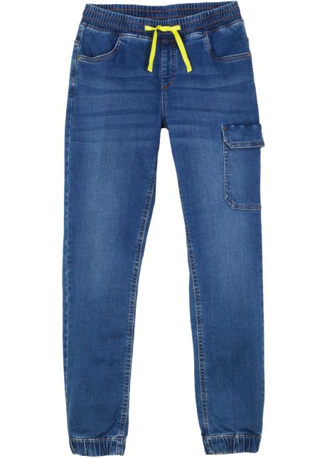 Jungen Cargo Sweat-Jeans, Slim Fit in blau von vorne - John Baner JEANSWEAR