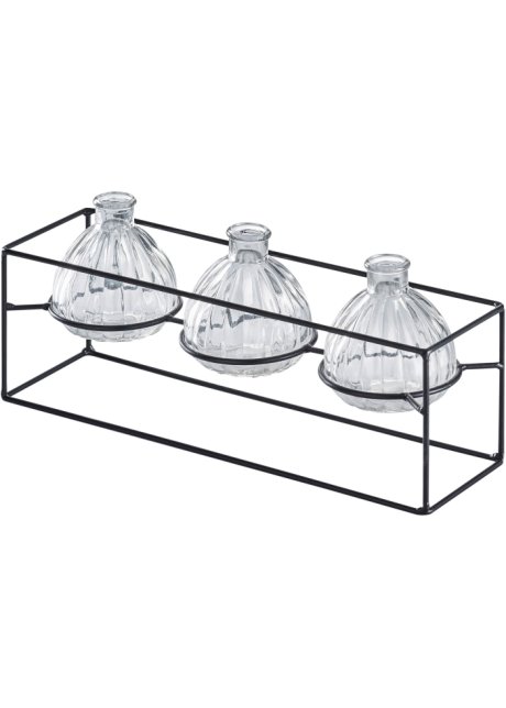 Vasen-Set mit Metallständer in schwarz - bpc living bonprix collection