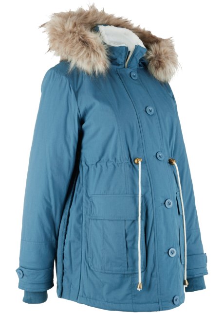 Winter-Umstandsjacke in blau von vorne - bpc bonprix collection