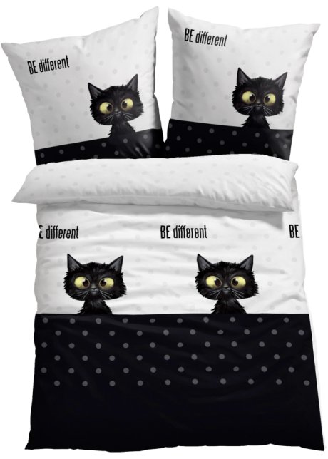 Bettwäsche mit Katze in schwarz - bpc living bonprix collection