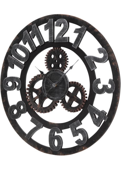 Wanduhr mit sichtbarem Uhrenwerk in schwarz - bpc living bonprix collection