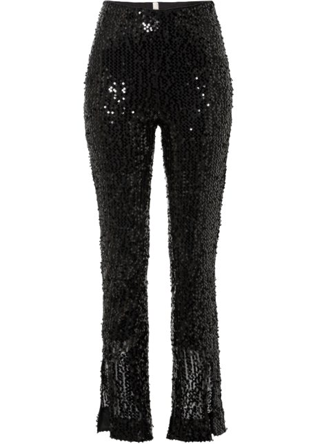 Hose mit Pailletten  in schwarz von vorne - BODYFLIRT boutique