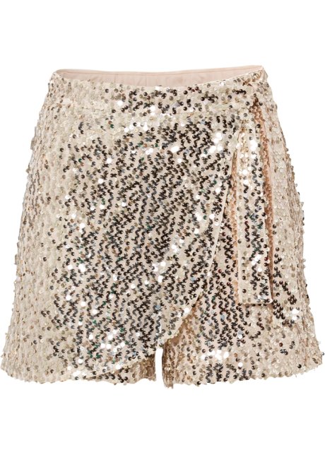 Pailletten-Shorts in gold von vorne - BODYFLIRT boutique