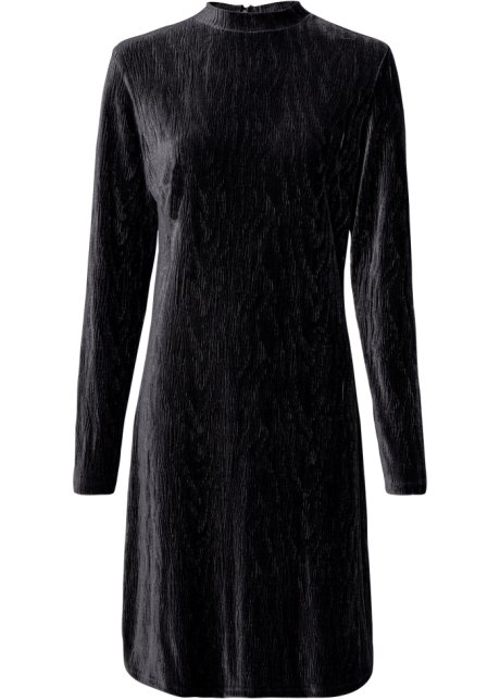 Samt-Kleid in schwarz von vorne - BODYFLIRT