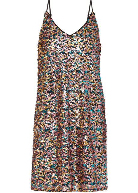 Kleid aus Pailletten in bunt von vorne - RAINBOW