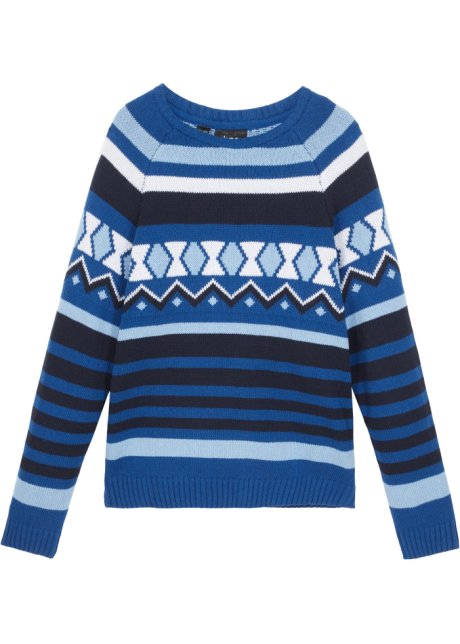Jungen Norweger-Pullover in blau von vorne - bpc bonprix collection