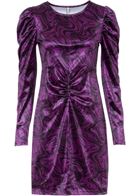 Kleid aus glänzendem Jersey in lila von vorne - RAINBOW